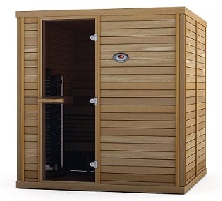 Large 6-person SAWO sauna with Wave Benches