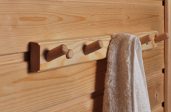 WOODEN SAUNA HANGER PINE 4 PEG ROBE & TOWEL SAWO