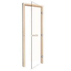 SAUNA DOOR CLEAR GLASS NORDIC SPRUCE 690x1890x85mm  3 SIDED FRAME SAWO right opening
