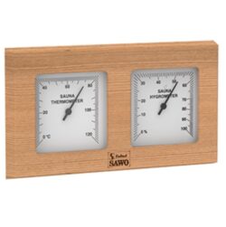 THERMO-HYGROMETER SQUARE FACE CEDAR SAWO