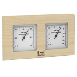 THERMO-HYGROMETER SQUARE FACE PINE SAWO