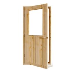 SAUNA DOOR CLEAR GLASS WINDOW NORDIC SPRUCE 4 SIDED FRAME  LEFT OPENING