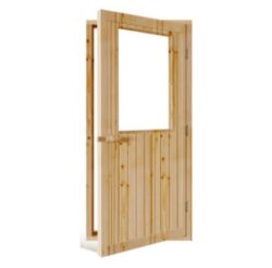 SAUNA DOOR CLEAR GLASS WINDOW NORDIC SPRUCE 4 SIDED FRAME RIGHT OPENING